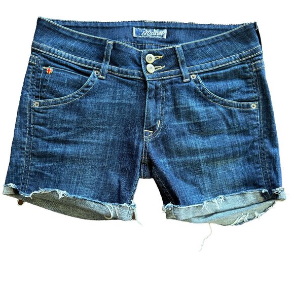 Hudson Denim Shorts Size 28 Cuffed Distressed Stretch Jean Cutoffs Summer Casual - Picture 1 of 5